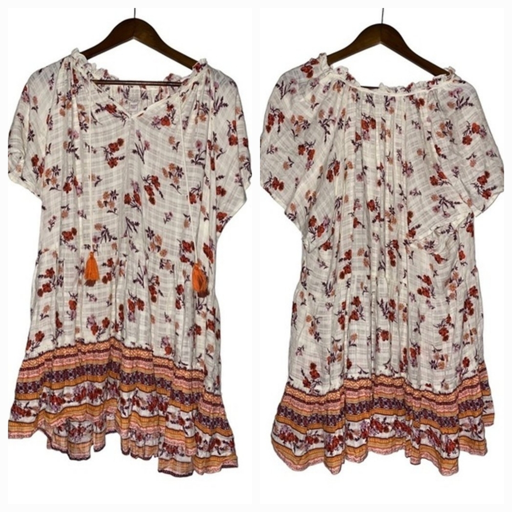 Cato Floral Print Tunic Top